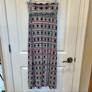 Women’s SZ S CYNTHIA ROWLEY Black, White & Pink Foldover Waist Maxi Skirt